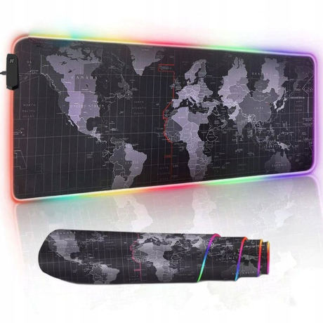 MG World Map RGB herná podložka pod myš 80 x 30 cm, čierna