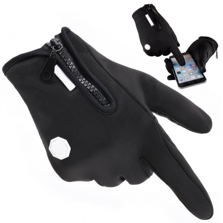 MG Sport vodeodolné zimné rukavice na ovládanie dotykového displeja, čierne (WTG1BK)