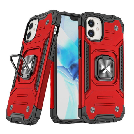 MG Ring Armor plastový kryt na iPhone 14, červený