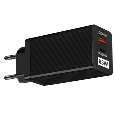 MG Fast GaN sieťová nabíjačka USB / USB-C 65W QC PD, čierna (WWCG01)