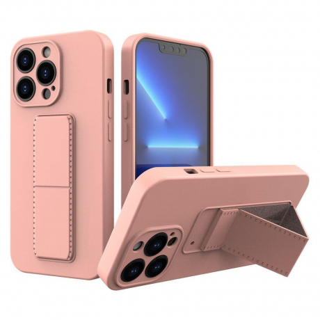 MG Kickstand silikonový kryt na iPhone 13 Pro, růžový