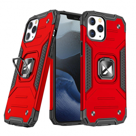 MG Ring Armor plastový kryt na iPhone 13 Pro, červený