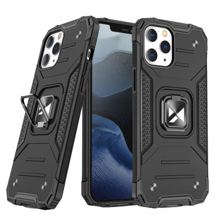 MG Ring Armor plastový kryt na iPhone 13 Pro Max, černý