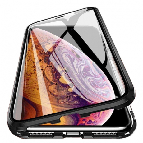 MG Magnetic Full Body Glass magnetické pouzdro na Samsung Galaxy A71, černé/priesvitné