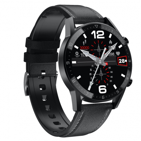 NEOGO SmartMove 2, smart hodinky, čierne/kožené