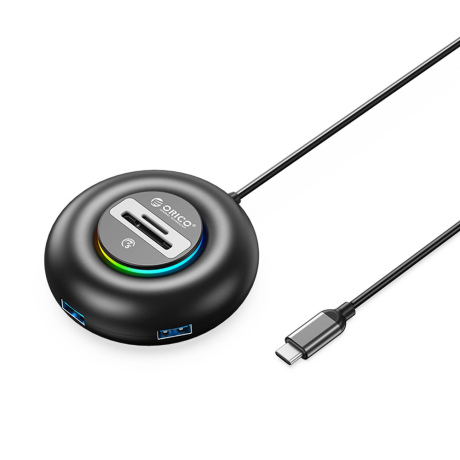 Orico YXR5-C3 HUB adaptér USB-C - 3x USB 3.0 / čítačka SD kariet 0.3m, čierny