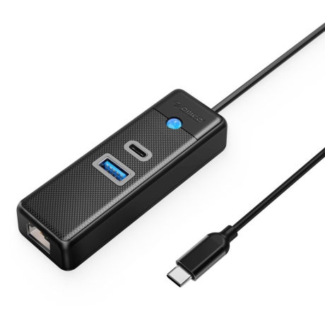 Orico PWCUR-C3 HUB adaptér USB-C - USB 3.0 / USB-C / RJ45 0.5m, čierny