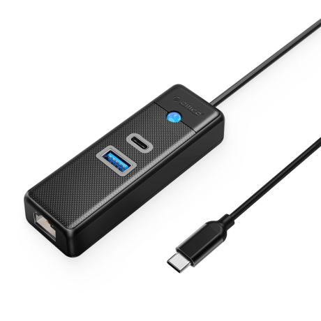 Orico PWCUR-C3 HUB adaptér USB-C - USB 3.0 / USB-C / RJ45 1m, čierny