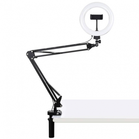 PULUZ Selfie Ring kruhové LED svetlo 7.9'' + držiak na stôl, čierne (PKT3089B)