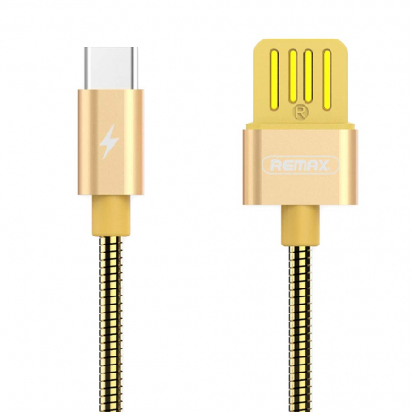 REMAX RC-080a Silver Serpent kabel USB / USB-C 2.1A 1m, zlatý