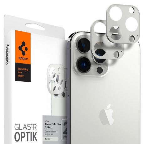 Spigen Optik.Tr 2x ochranné sklo na kameru na iPhone 13 Pro / 13 Pro Max, strieborné