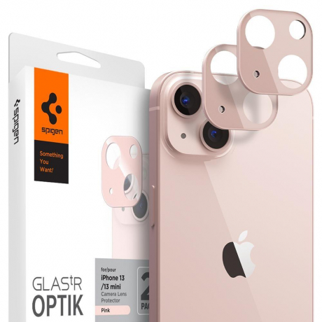 Spigen Optik.Tr 2x ochranné sklo na kameru na iPhone 13 / 13 mini, růžové