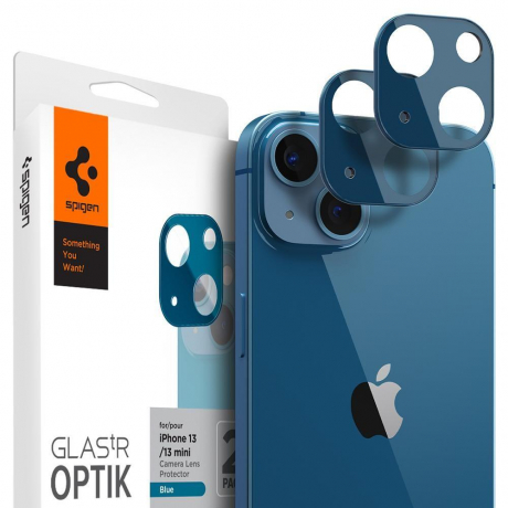 Spigen Optik.Tr 2x ochranné sklo na kameru na iPhone 13 / 13 mini, modré