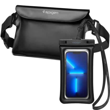 Spigen A621 vodotesná taška na mobil, čierna