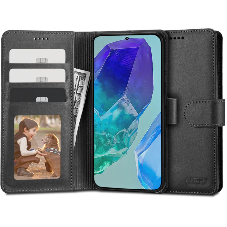 Tech-Protect Wallet knížkové pouzdro na Samsung Galaxy M55 5G, černé