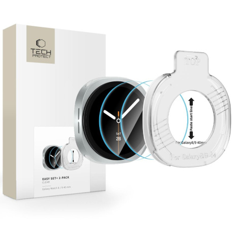 Tech-Protect Sticlă securizată Easy Set+, Samsung Galaxy Watch 8 / 9 (40 mm), 2 bucăți