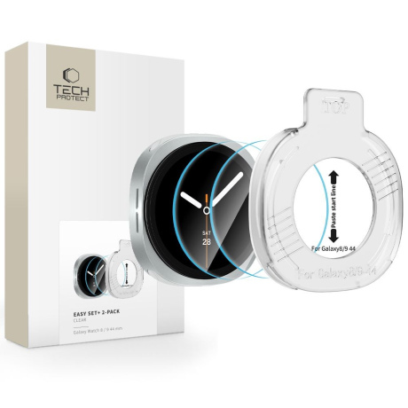 Tech-Protect Sticlă securizată Easy Set+, Samsung Galaxy Watch 8 / 9 (44 mm), 2 bucăți