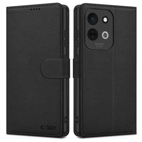 Tech-Protect Wallet husă tip carte pentru Xiaomi Redmi 17 4G / 5G, neagră
