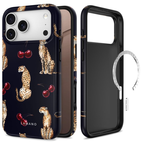 Husă Tech-Protect Lamano MagSafe, iPhone 17 Pro Max / 18 Pro Max, midnight cherry