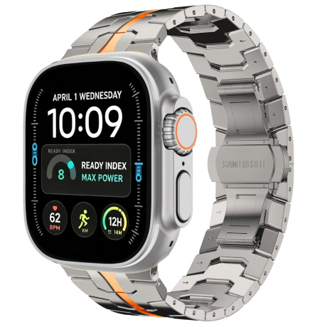 Tech-Protect Stainless remen za Apple Watch 44/45/46/49mm, titanium / orange