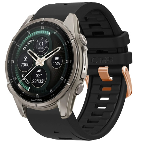 Curea din silicon Tech-Protect, Garmin Fenix 5S / 5S Plus / 6S / 6S Pro / 7S / 8 / 9 / 9 Pro (43 mm), neagră