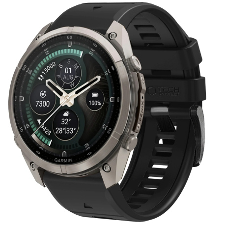 Curea silicon Tech-Protect, Garmin Fenix 5 / 6 / 6 Pro / 7 / 8 / 8 Pro / E / 9 / 9 Pro (47 mm), neagră