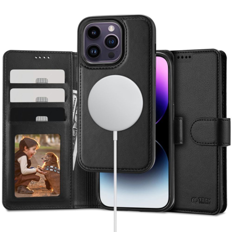 Tech-Protect Wallet MagSafe knižkové puzdro na iPhone 15 Pro, čierne