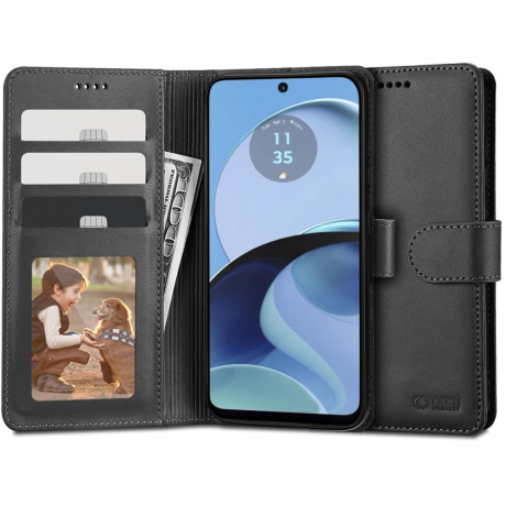 Tech-Protect Wallet knížkové pouzdro na Motorola Moto G14, černé