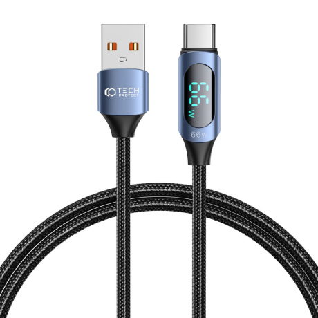 Tech-Protect Ultraboost LED kábel USB / USB-C 66W 6A 1m, modrý