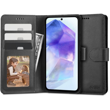 Tech-Protect Wallet knižkové puzdro na Samsung Galaxy A55 5G, čierne