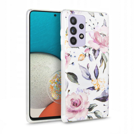 Tech-Protect Floral silikónový kryt na Samsung Galaxy A53 5G, biely