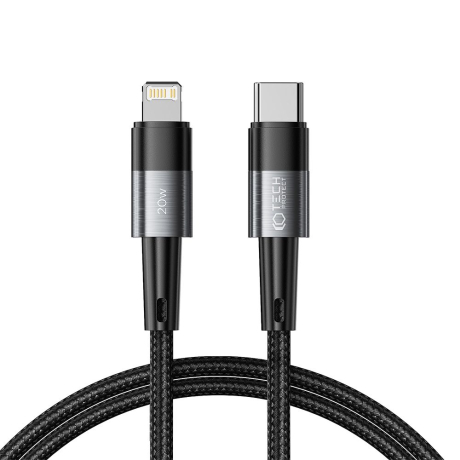 Tech-Protect Ultraboost kábel USB-C / Lightning 20W 3A 1m, šedý