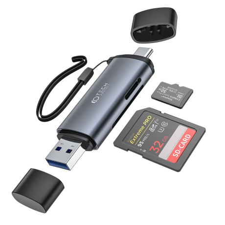 Tech-Protect Ultraboost čítačka kariet SD / Micro SD, šedá