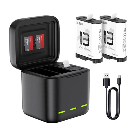Telesin 3-slot nabíjačka batérií pre GoPro Hero 13, čierna (S0-BCG-10-T)