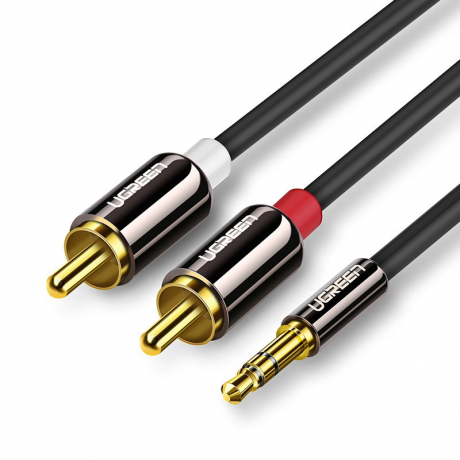 Ugreen AV116 audio kábel 3,5mm jack - 2RCA 3m, čierny (10590)