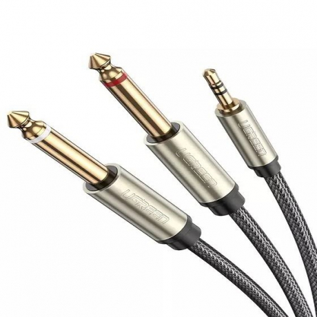 Ugreen AV126 audio kábel 3.5 mm jack - 2x 6.35 mm jack 1m, sivý (10613)
