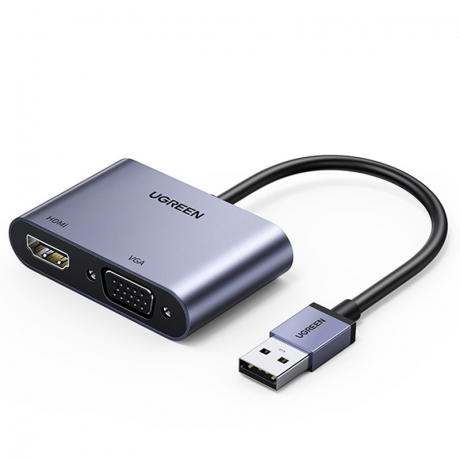 Ugreen CM449 adaptér USB - HDMI 1.3 / VGA 1.2, sivý (CM449)