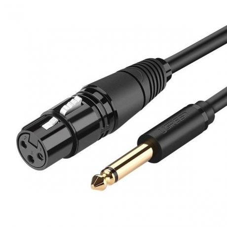 Ugreen AV131 audio kabel XLR - 6.35mm jack M/F 2m, černý (20719)