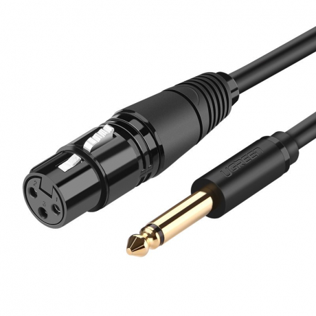 Ugreen AV131 kabel XLR - 6.35 mm jack F/M 3m, černý