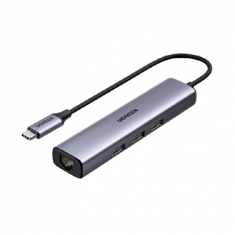 Ugreen CM475 adaptér USB-C - 3x USB 3.0 / RJ45, šedý (20917)