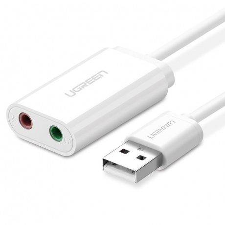 Ugreen US205 USB externá zvuková karta 15cm, biela (US205 30143)