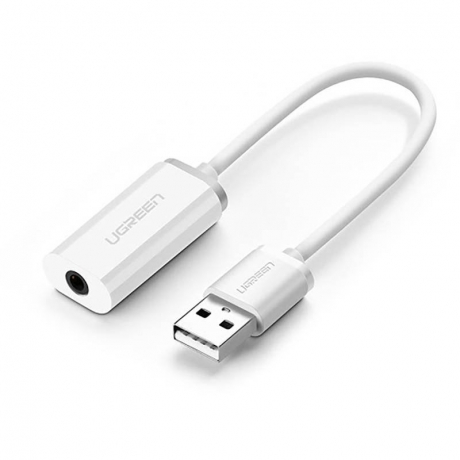 Ugreen US206 audio adaptér USB - 3.5 mm mini jack, biely (30712)