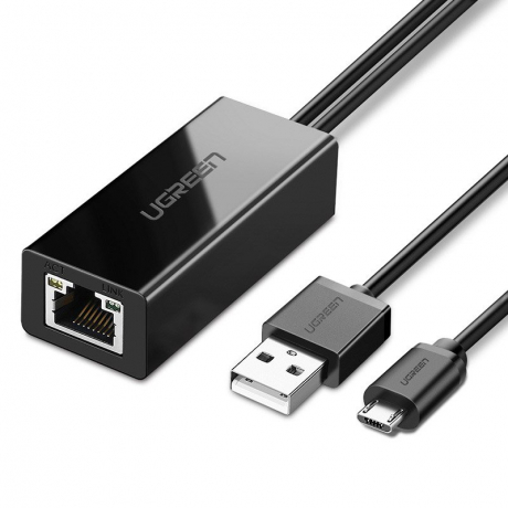 Ugreen USB externý sieťový adaptér pre Chromecast + kábel 1m, čierny (30985)