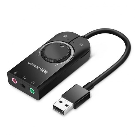 Ugreen CM129 USB externí zvuková karta 15cm, černá (40964)
