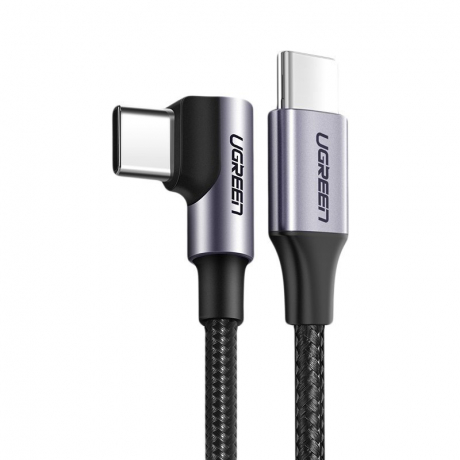 Ugreen Angled kábel USB-C / USB-C PD 60W 3A 1m, čierny (US255 50123)