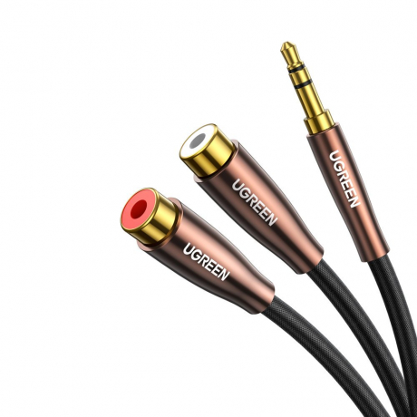 Ugreen AV194 audio kabel 3.5 mm jack / 2xRCA 25cm, černý (AV194 50129)
