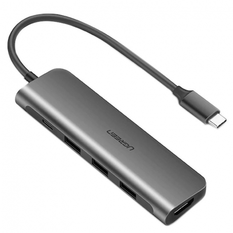 Ugreen CM136 HUB 4in1 USB-C - HDMI, 3x USB 3.0, šedý (50209)