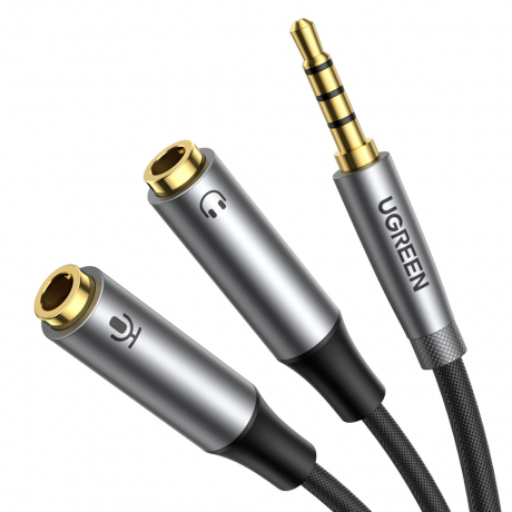 Ugreen AV192 audio splitter kabel 3.5mm M/2xF 20cm, černý