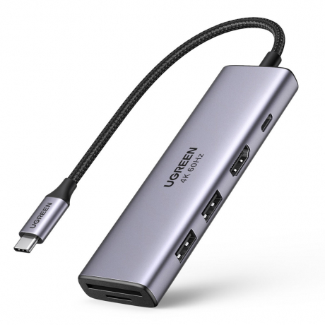 Ugreen CM511 HUB adaptér USB-C - 2x USB / HDMI / USB-C PD 100W, sivý (60384 CM511)