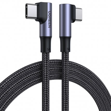 Ugreen Elbow kabel USB-C / USB-C QC PD 100W 5A 1m, černý (US335)